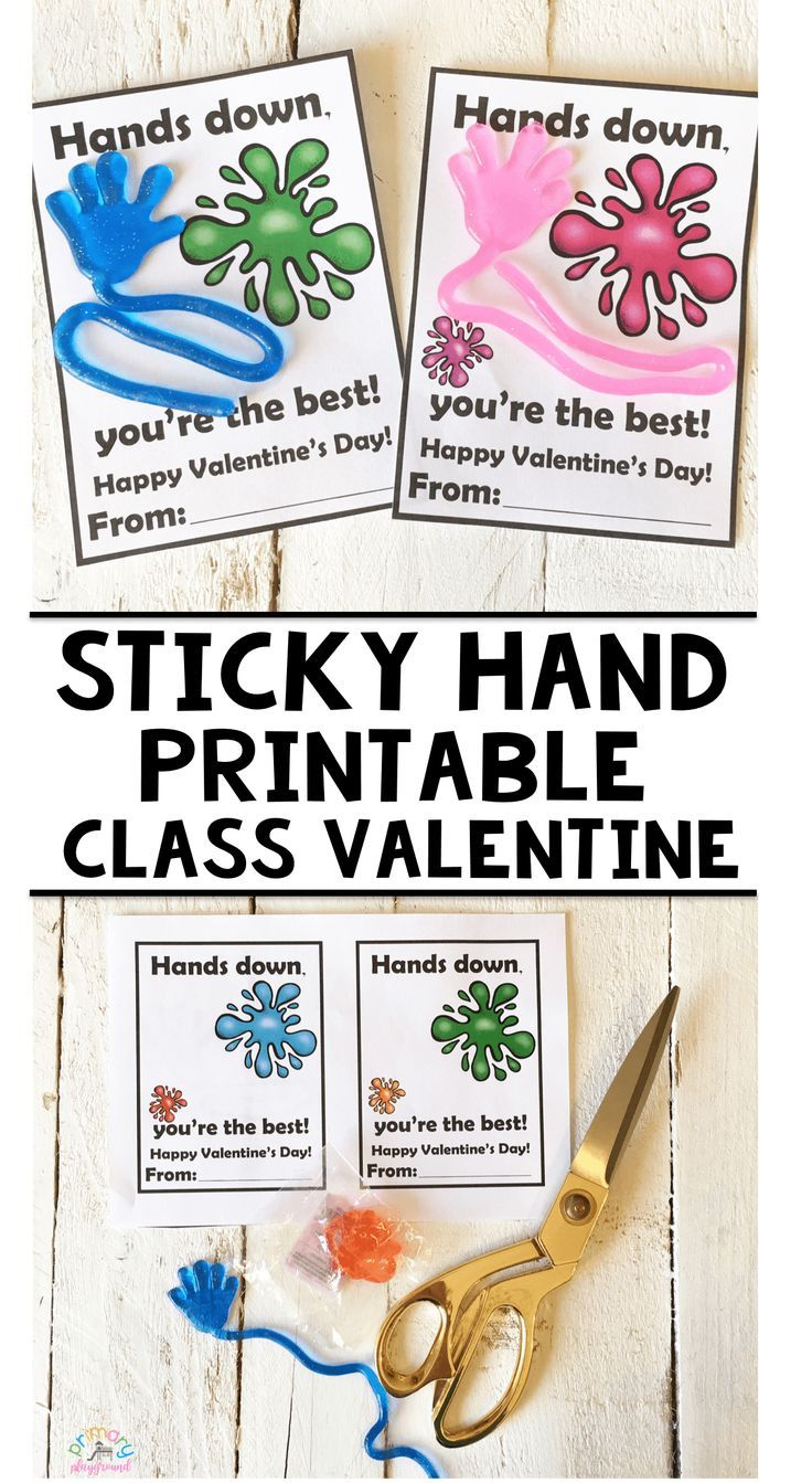 Sticky Hand Printable Class Valentine Primary Playground In 2021 