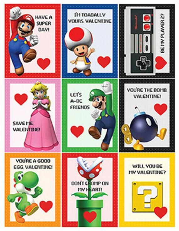 Super Mario Nintendo Printable Valentines Download Boy Valentine