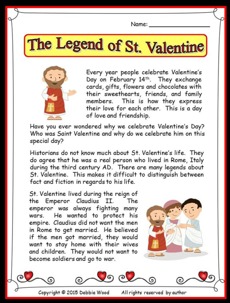 The Legend Of St Valentine Reading Vocabulary And Much More 