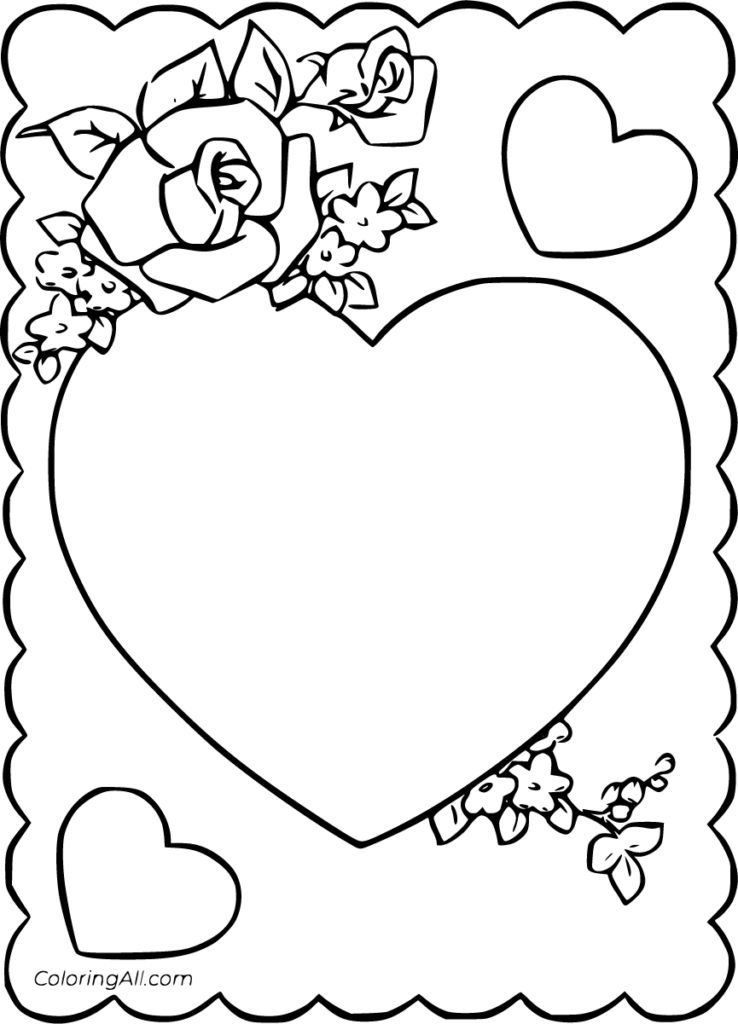 Valentine Card Coloring Pages ColoringAll