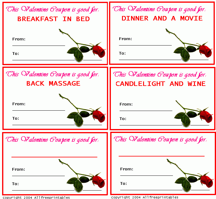 Valentine s Day Coupons Printable Valentine s Day Coupons