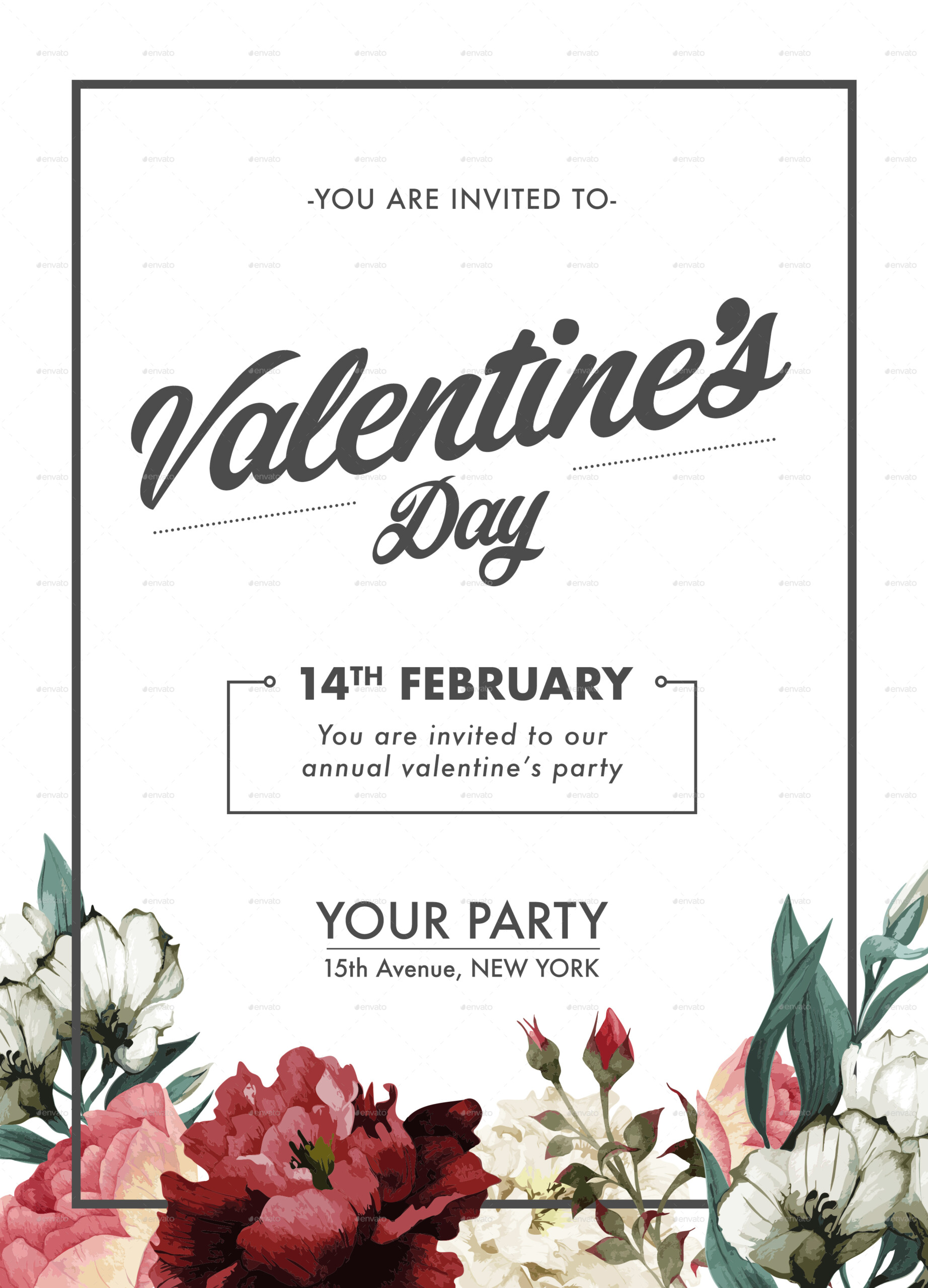 Valentine s Day Floral Invitation By ViceVersa6 GraphicRiver