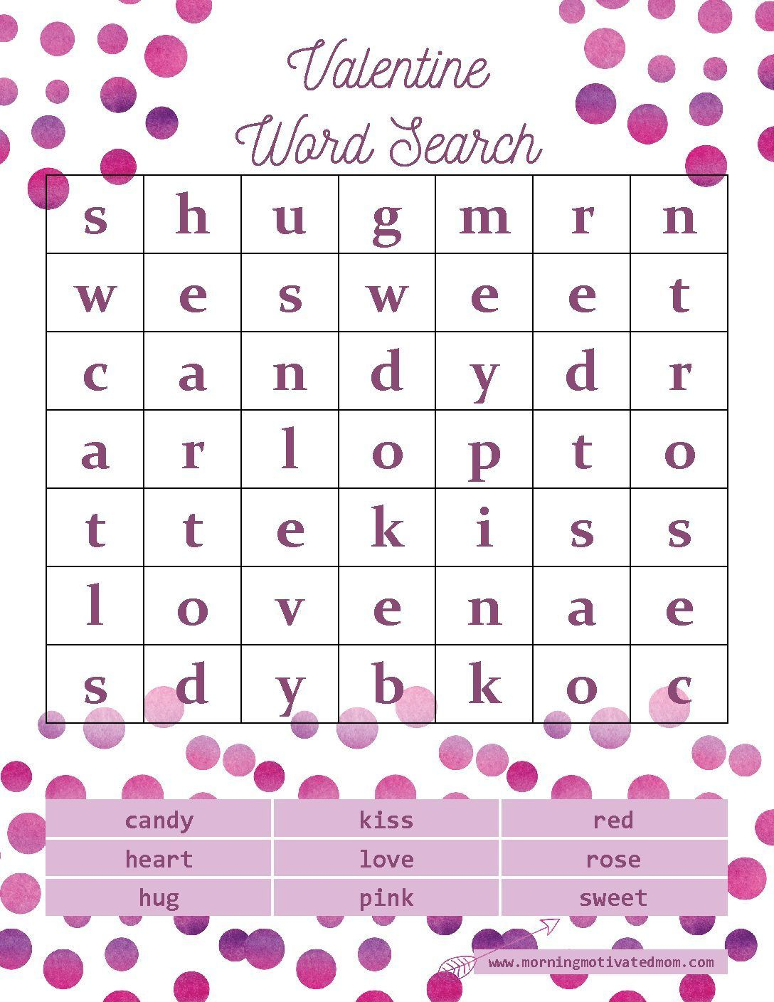 Valentine s Day Word Search Printables Valentines Day Words 