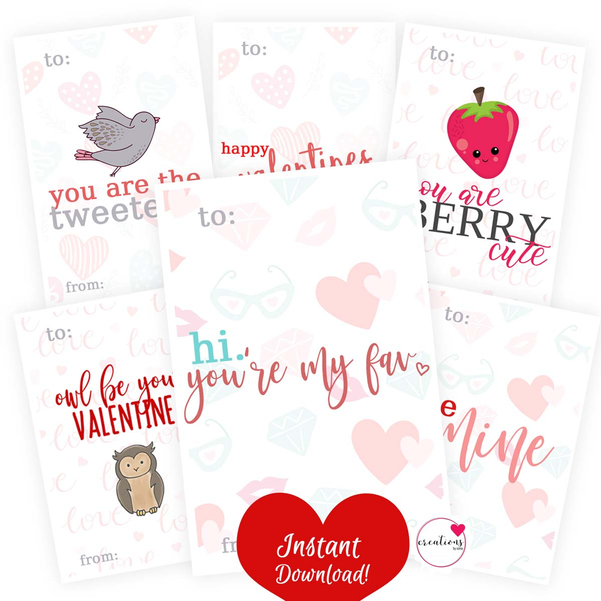 Valentines Day Card Printables PDF