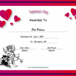 Valentines Day Holiday Certificate Printable Certificate
