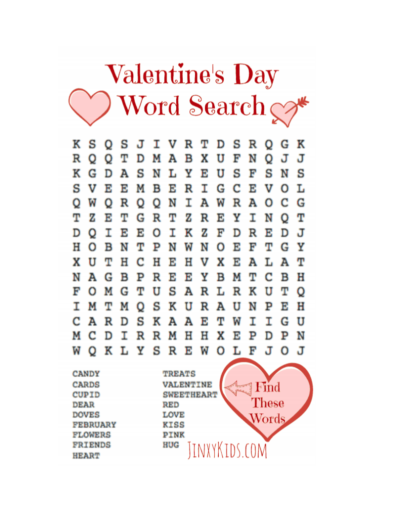 Valentines Day Word Search Puzzle pdf Valentines Day Words 