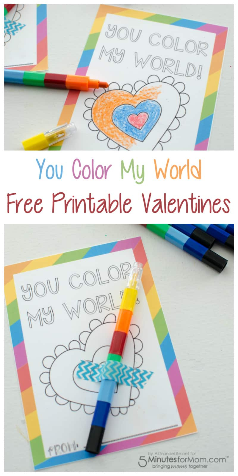  You Color My World Free Printable Valentines