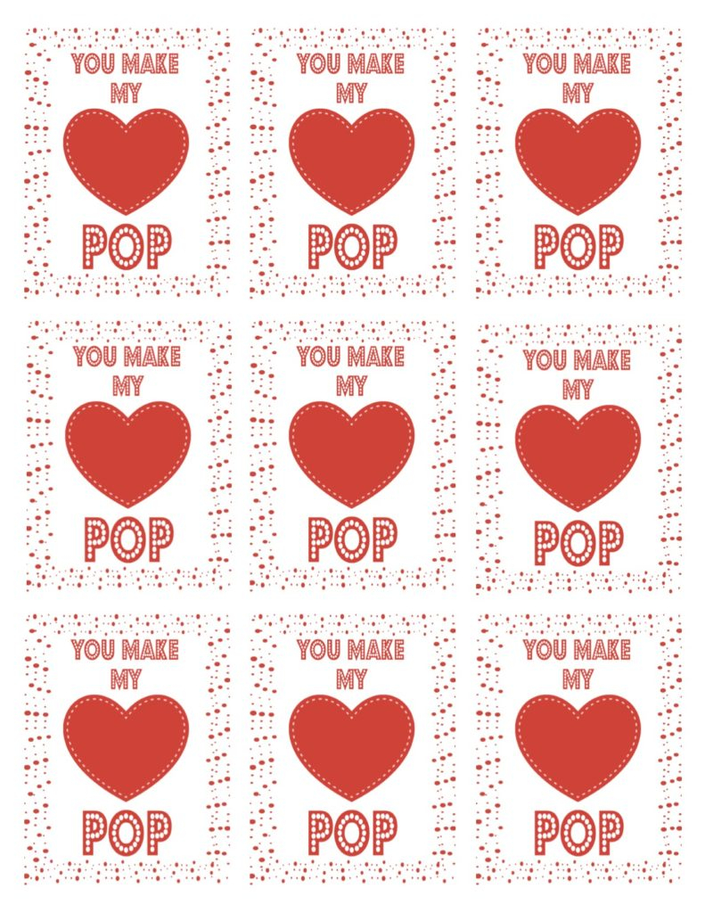 You Make My Heart Pop FREE Valentine Printable Recipe