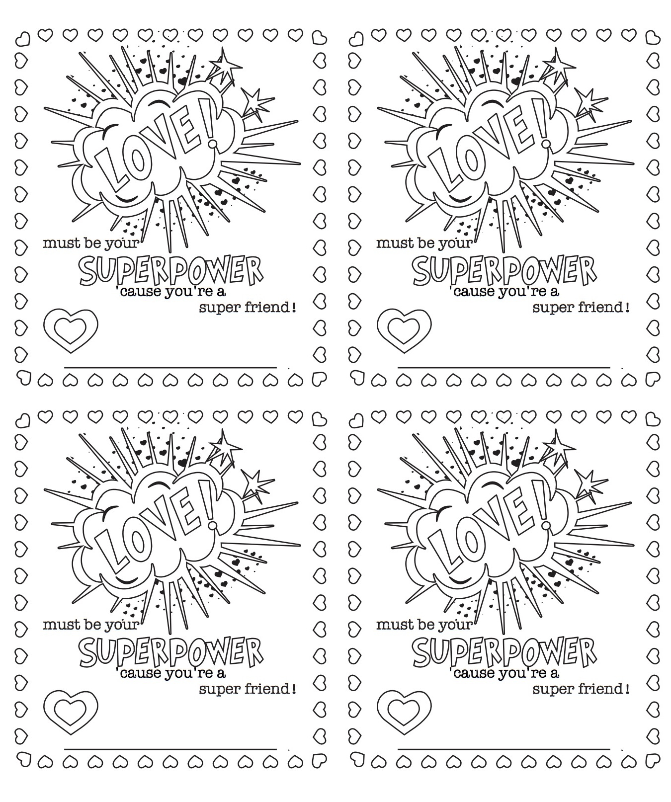 6 Free Printable Color your own Valentines That Make The Perfect Party