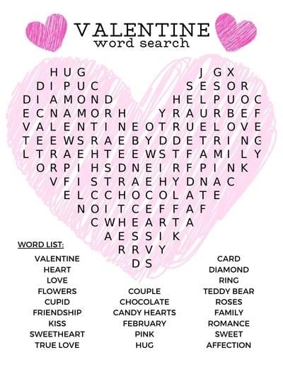 7 Free Printable Valentine Word Searches For Kids