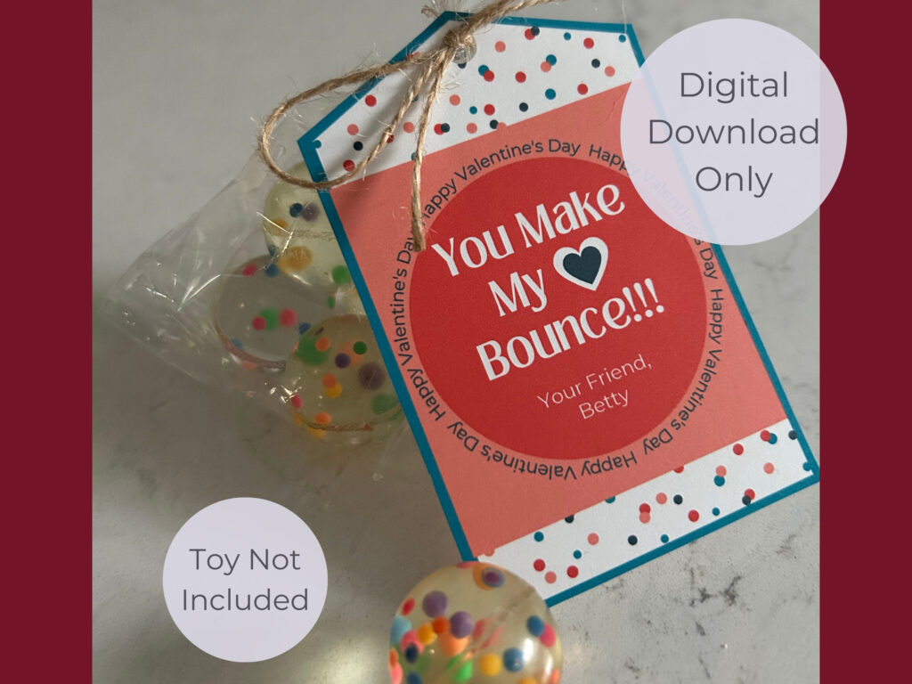 Bouncy Ball Valentine Printable And Editable Digital Download Print 