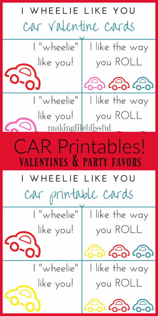 Car Valentine Cards Free Printable Making Life Blissful