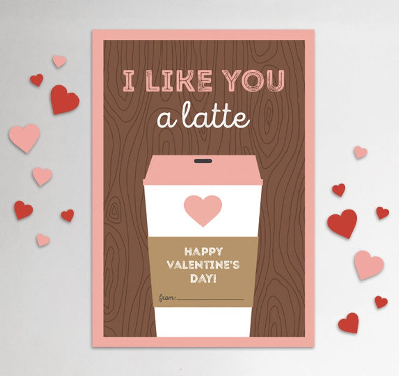 Coffee Valentines Day Card PRINTABLE Classroom Valentines Etsy