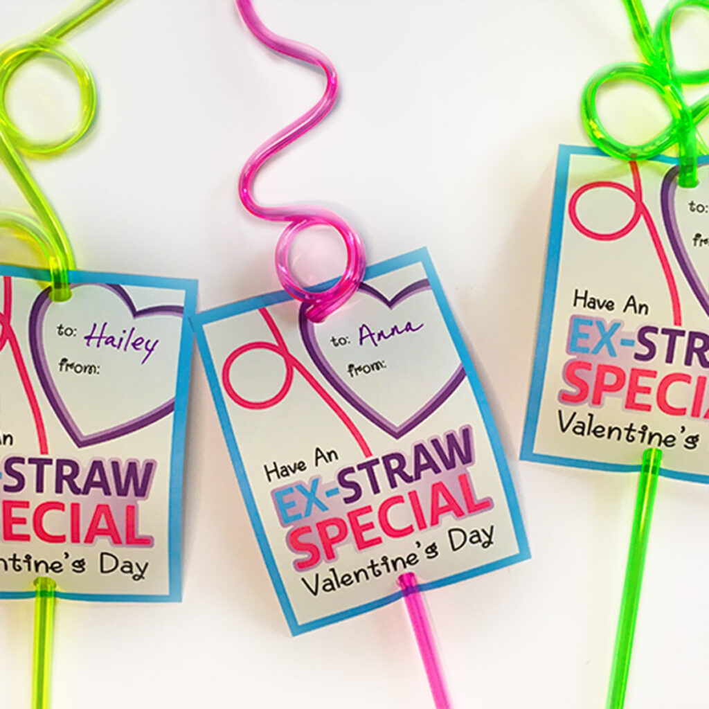 Crazy Straw Valentine Free Printable