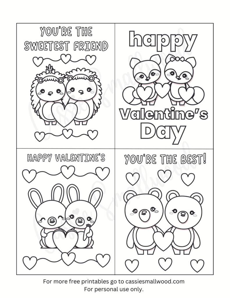 Cute Printable Valentine s Day Cards To Color Cassie Smallwood