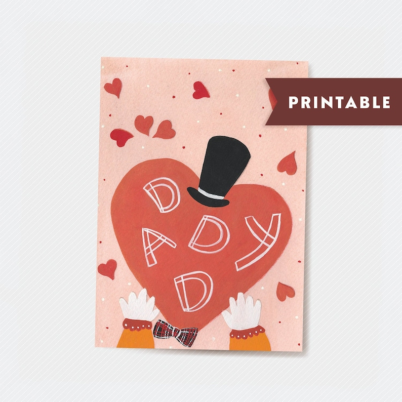 Dad Valentine Card Printable Valentines Day Card Cute Daddy Etsy