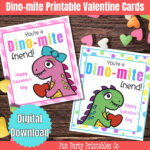 Dino mite Dinosaur Valentine s Day Card Kids Printable Valentine s Day