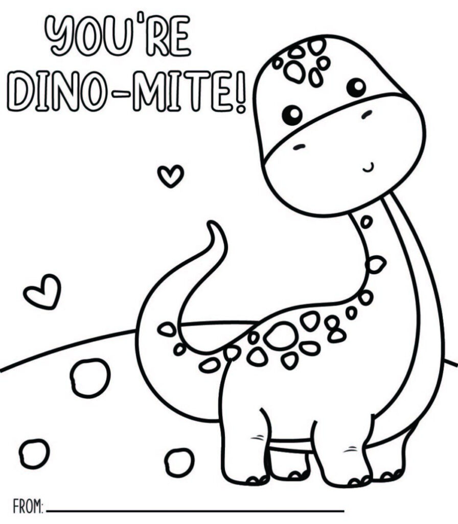 Dino Mite Valentine s Day Coloring Cards Mom Does Reviews