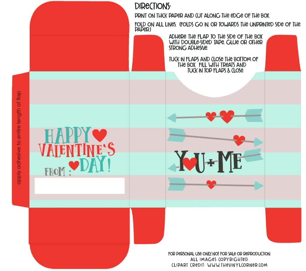 DIY Valentine Box With Free Printable Fill With Goodies For Valentine