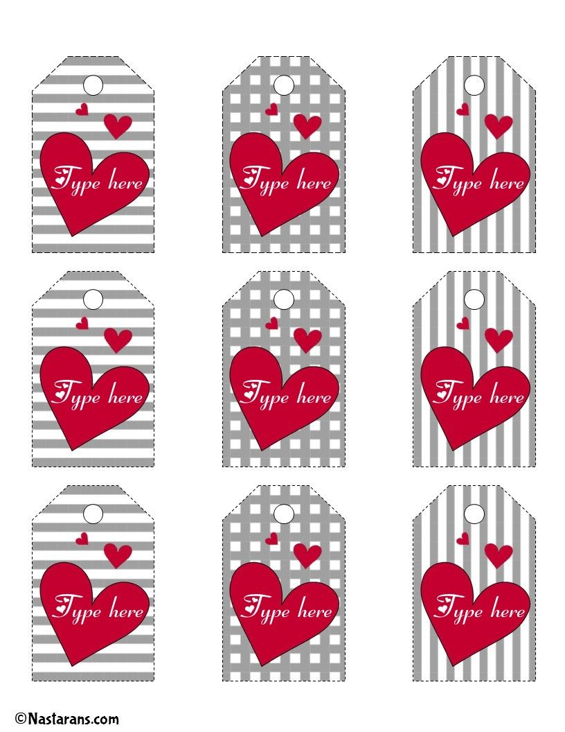 Editable Valentines Day Gift Tags For Parents Name Tags Heart Labels