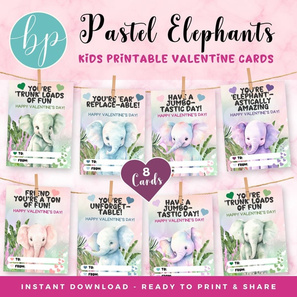 Elephant Valentine Etsy