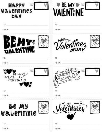 Free Black And White Printable Valentine Cards For Kids