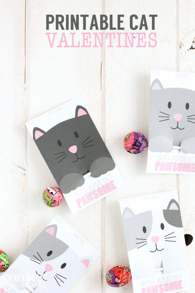 FREE Printable Cat Valentine Cards