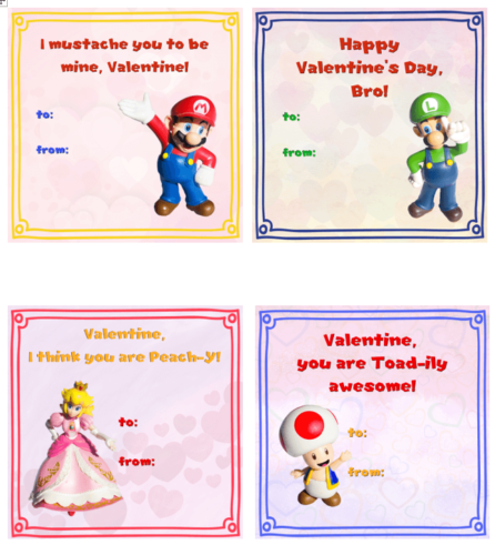 Free Printable Mario Valentine Cards