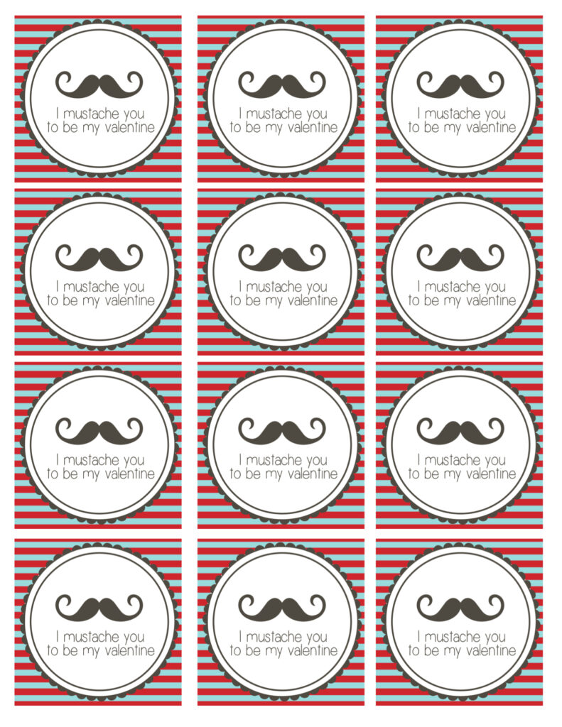 Free Printable Mustache Valentines Paper Trail Design