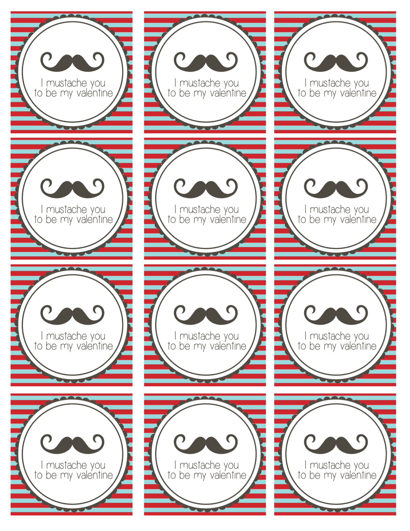 Free Printable Mustache Valentines Paper Trail Design