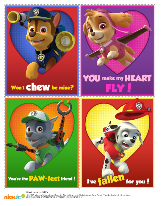 Free Printable Paw Patrol Valentine Day Cards Classy Mommy