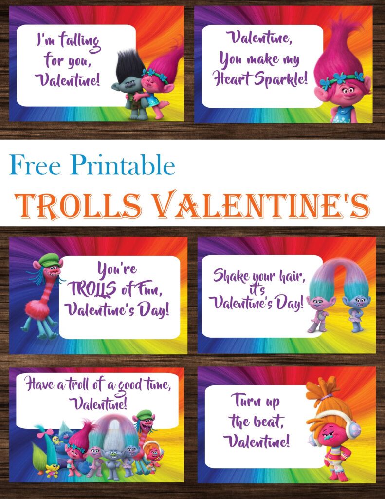 Free Printable Trolls Valentine s Day Cards