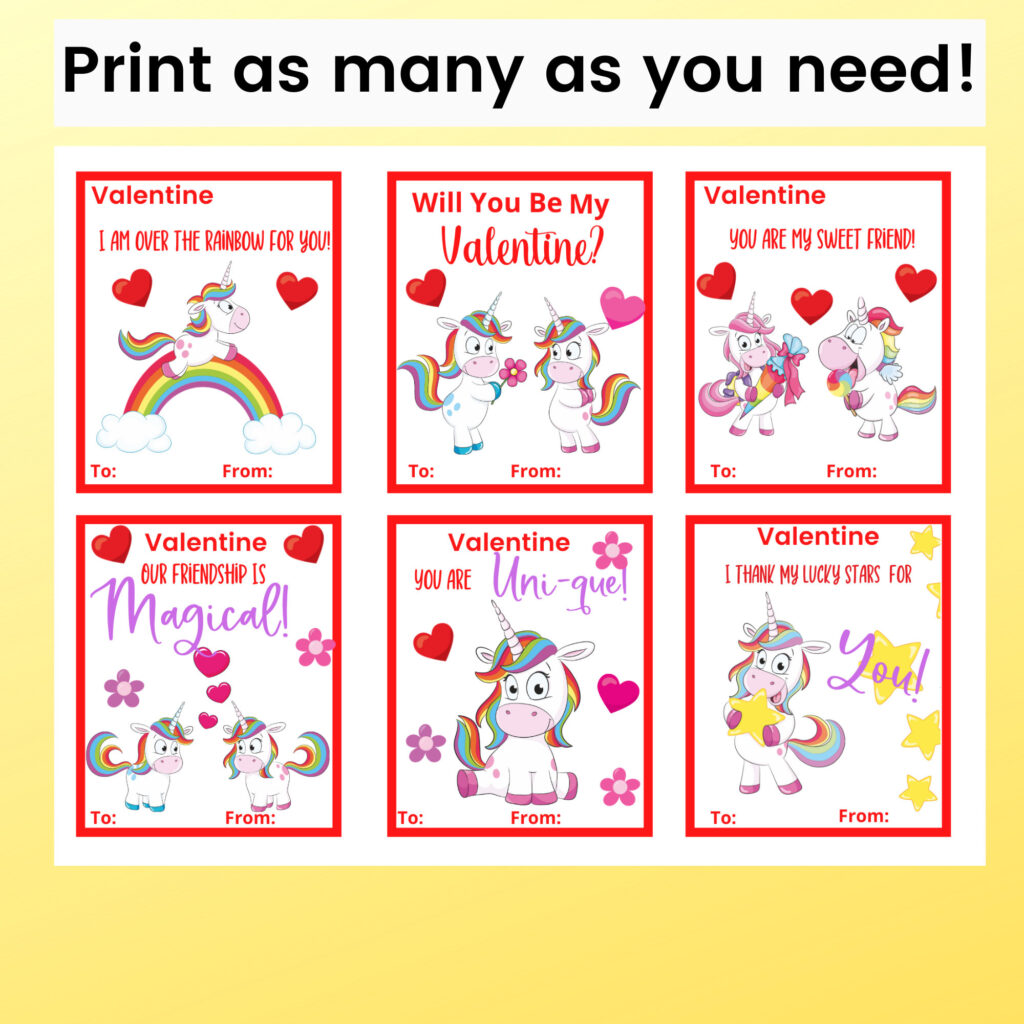 Free Printable Unicorn Valentine Cards Paper Trail Design Free 