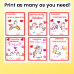 Free Printable Unicorn Valentine Cards Paper Trail Design Free