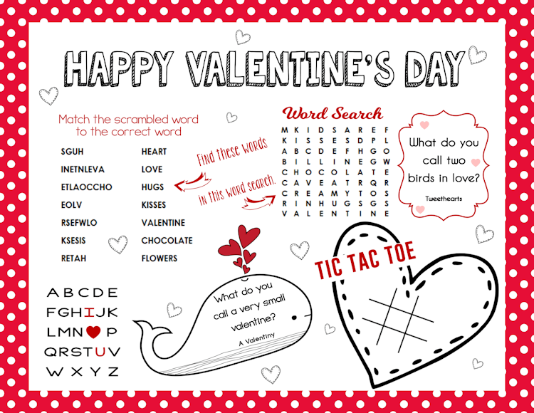 Free Printable Valentine s Day Activity Sheet Valentines Printables 