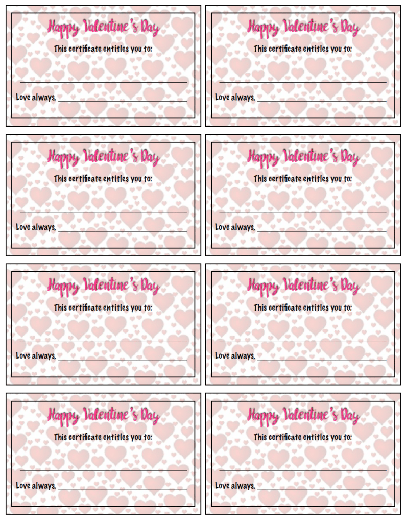 Free Printable Valentine s Day Gift Certificates 5 Designs