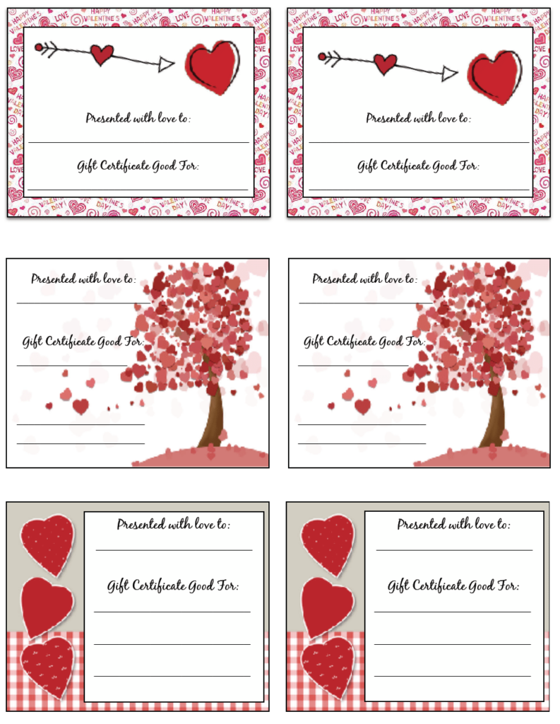 Free Printable Valentine s Day Gift Certificates