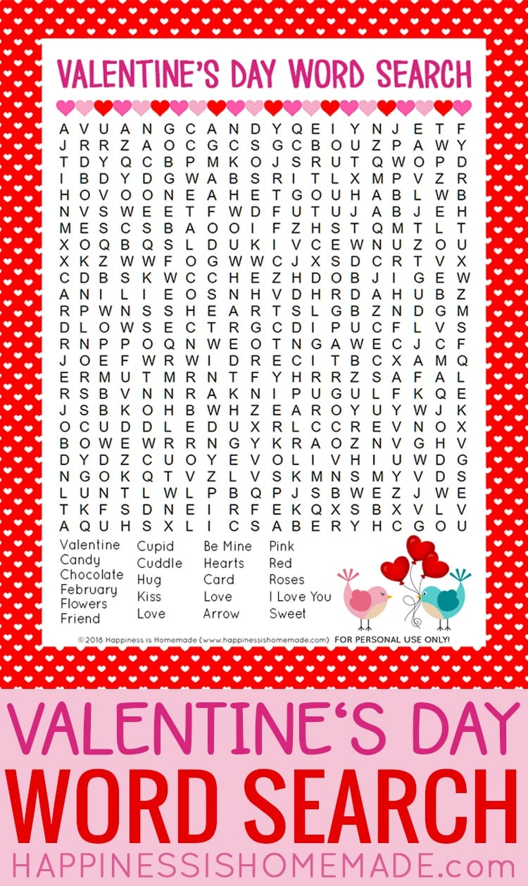 Free Printable Valentine s Day Word Search