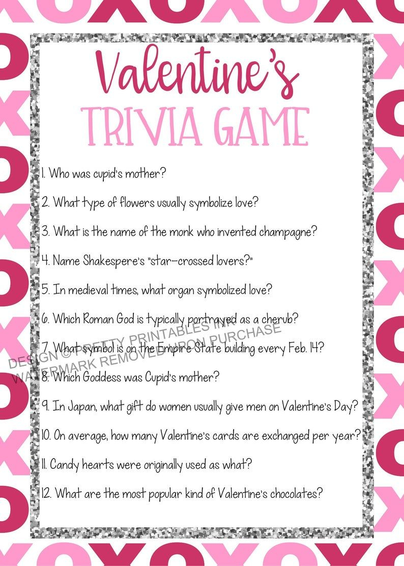 Free Printable Valentine Trivia