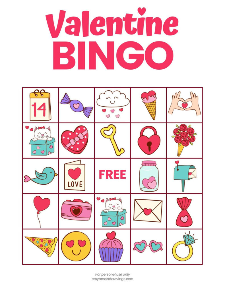 Free Printable Valentines Day Bingo Game Crazy Little Projects 10 