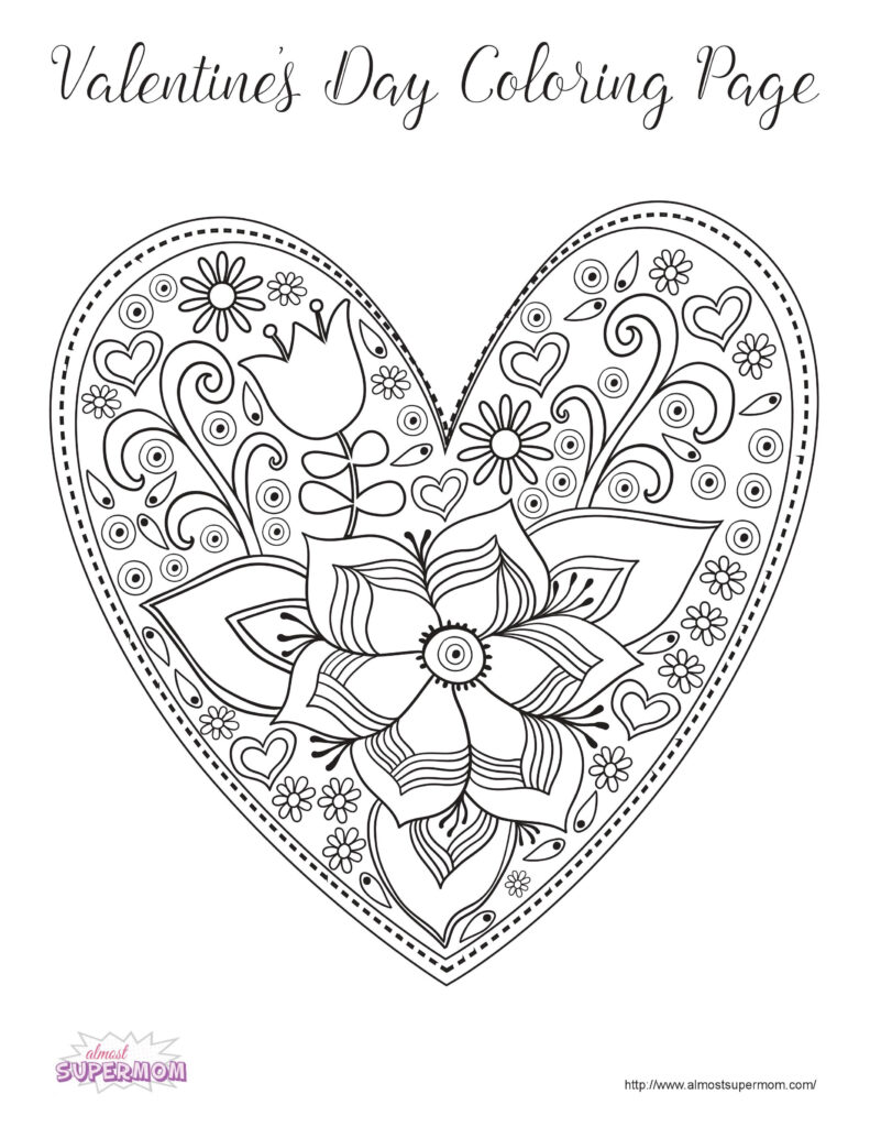 FREE Valentine s Day Coloring Pages For Grown Ups Almost Supermom 