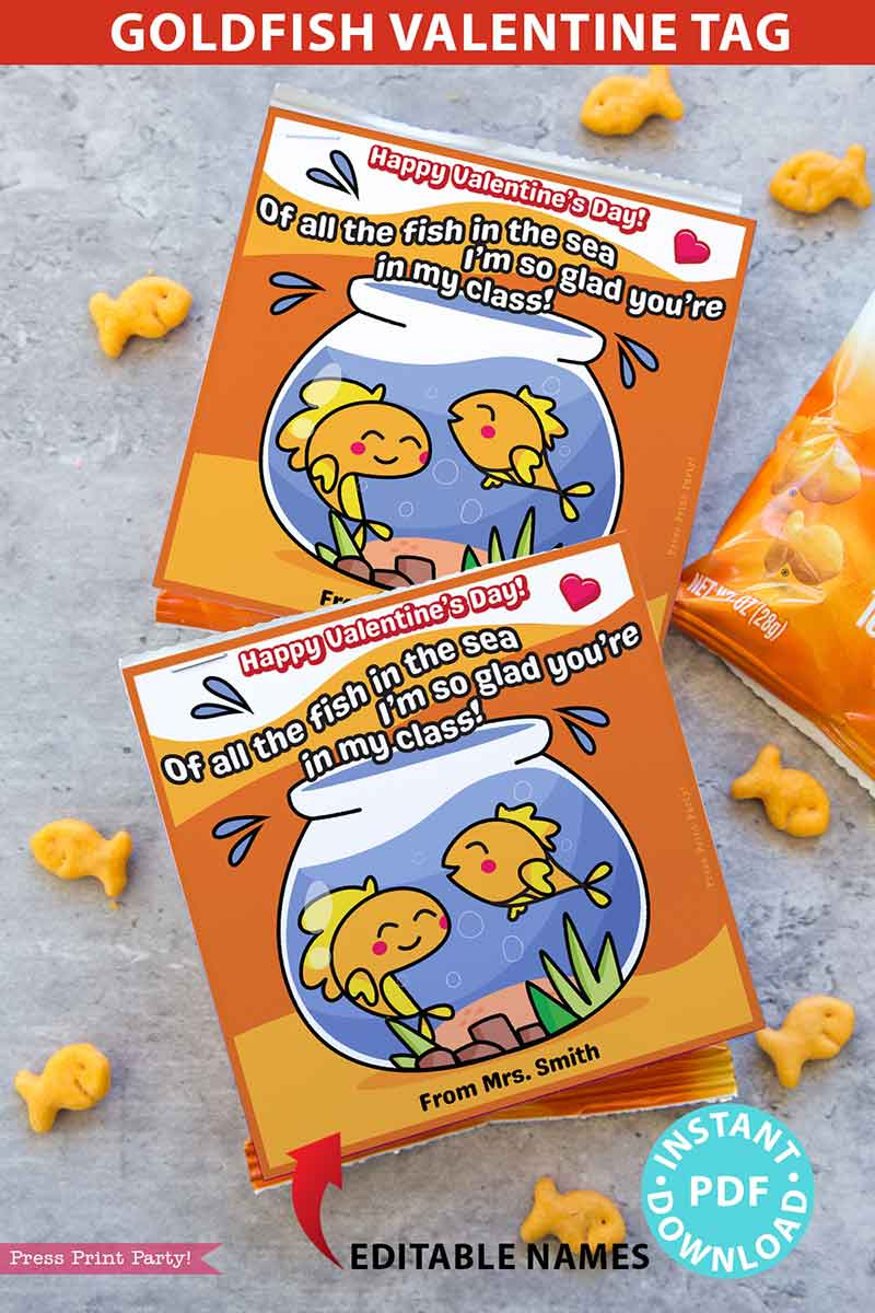 Goldfish Valentine Printable Card Of All The Fish In The Sea I m So 