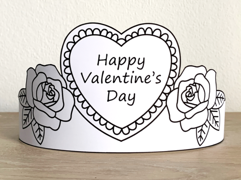 Happy Valentine s Day Paper Crown Printable Coloring Craft Activity