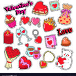 Happy Valentines Day Stickers Patches Badges Vector Image