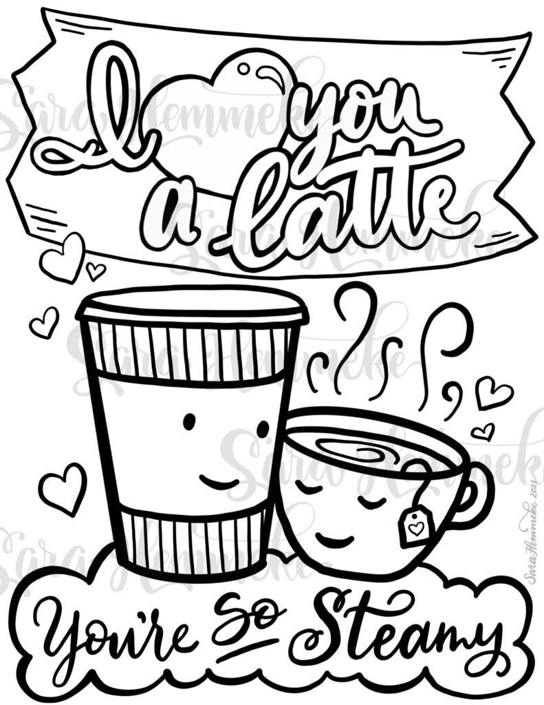 I Love You A Latte Coloriage Page T l chargement Num rique Etsy France