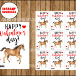 Kids Valentine Cards Horse Valentine Printable Cards Etsy