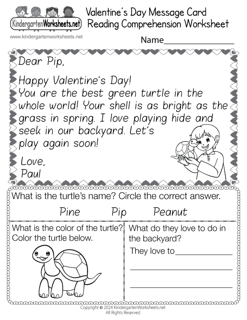 Kindergarten Valentines Worksheets