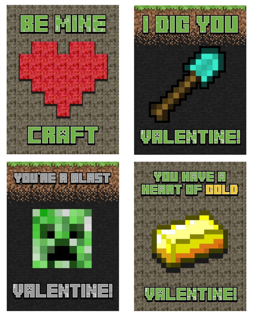 Minecraft Valentine Cards Printable Free