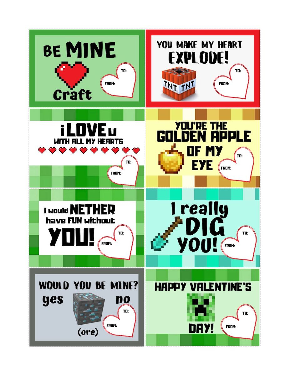 Minecraft Valentines Printables For Kids OriginalMOM