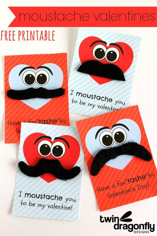 Moustache Valentines With Free Printable Twin Dragonfly Valentines 